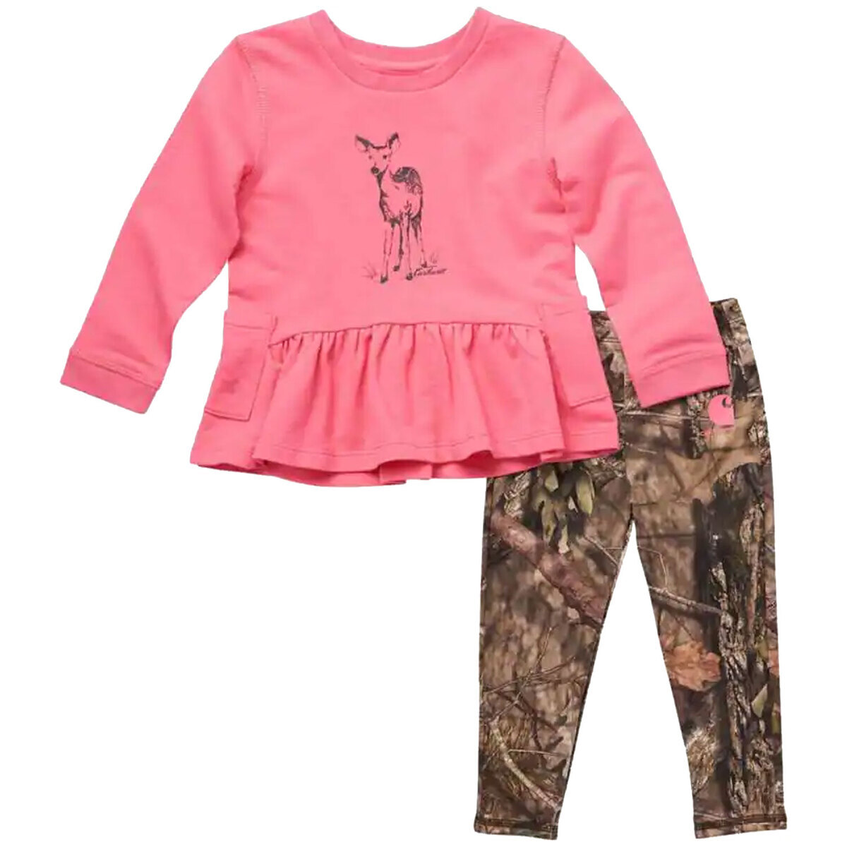 Carhartt Girls' Mossy Oak Long Sleeve Crewneck Shirt and Camo Leggings Carhartt Girls' Mossy Oak Long Sleeve Crewneck Shirt and Camo Leggings