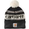 Carhartt Knit Pom-Pom Cuffed Logo Beanie - Black - One Size Fits Most - Black One Size Fits Most