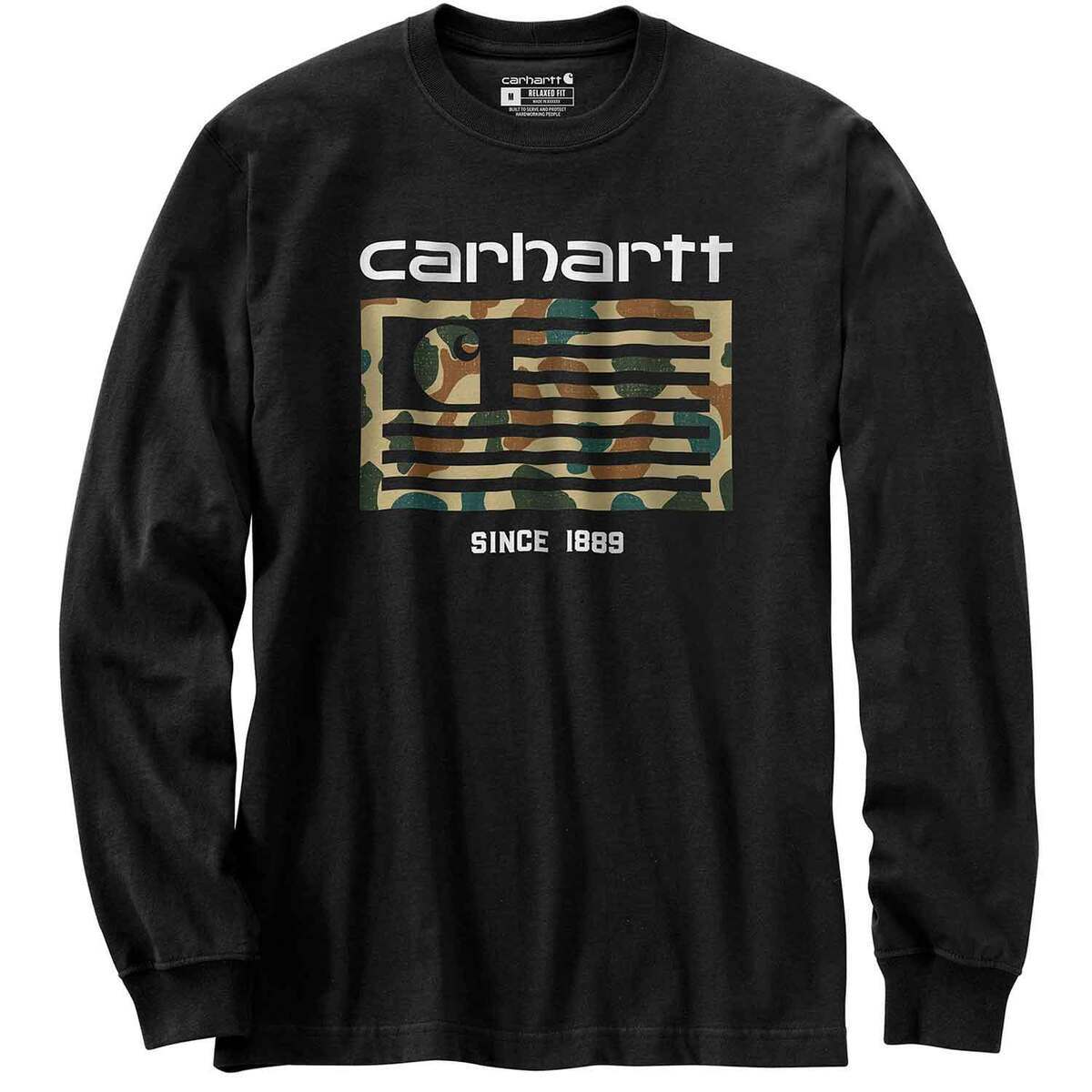 Carhartt Men's Camo Flag Graphic Long Sleeve Casual Shirt Carhartt Men's Camo Flag Graphic Long Sleeve Casual Shirt