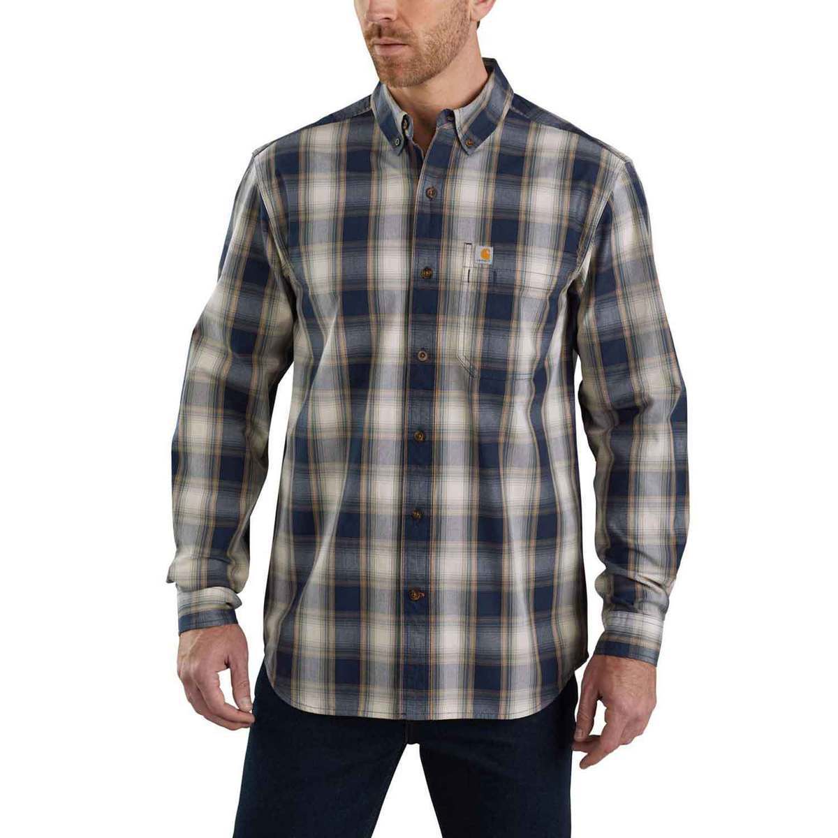 Carhartt Men’s Essential Plaid Long Sleeve Shirt - Navy - XXL - Navy XXL Carhartt Men’s Essential Plaid Long Sleeve Shirt - Navy - XXL - Navy XXL