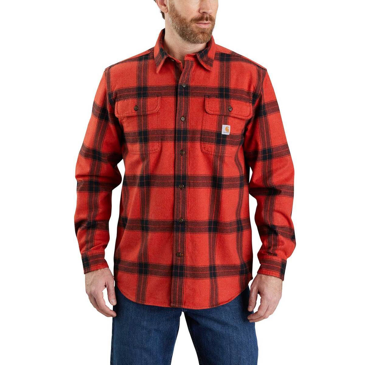 Carhartt Men's Flannel Plaid Long Sleeve Work Shirt Carhartt Men's Flannel Plaid Long Sleeve Work Shirt
