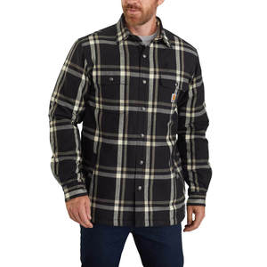 Carhartt Men's Flannel Sherpa Lined Shirt Jac - Black - M