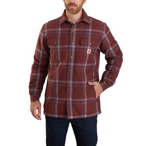 Carhartt Men's Flannel Sherpa Lined Shirt Jac - Dark Cedar - L