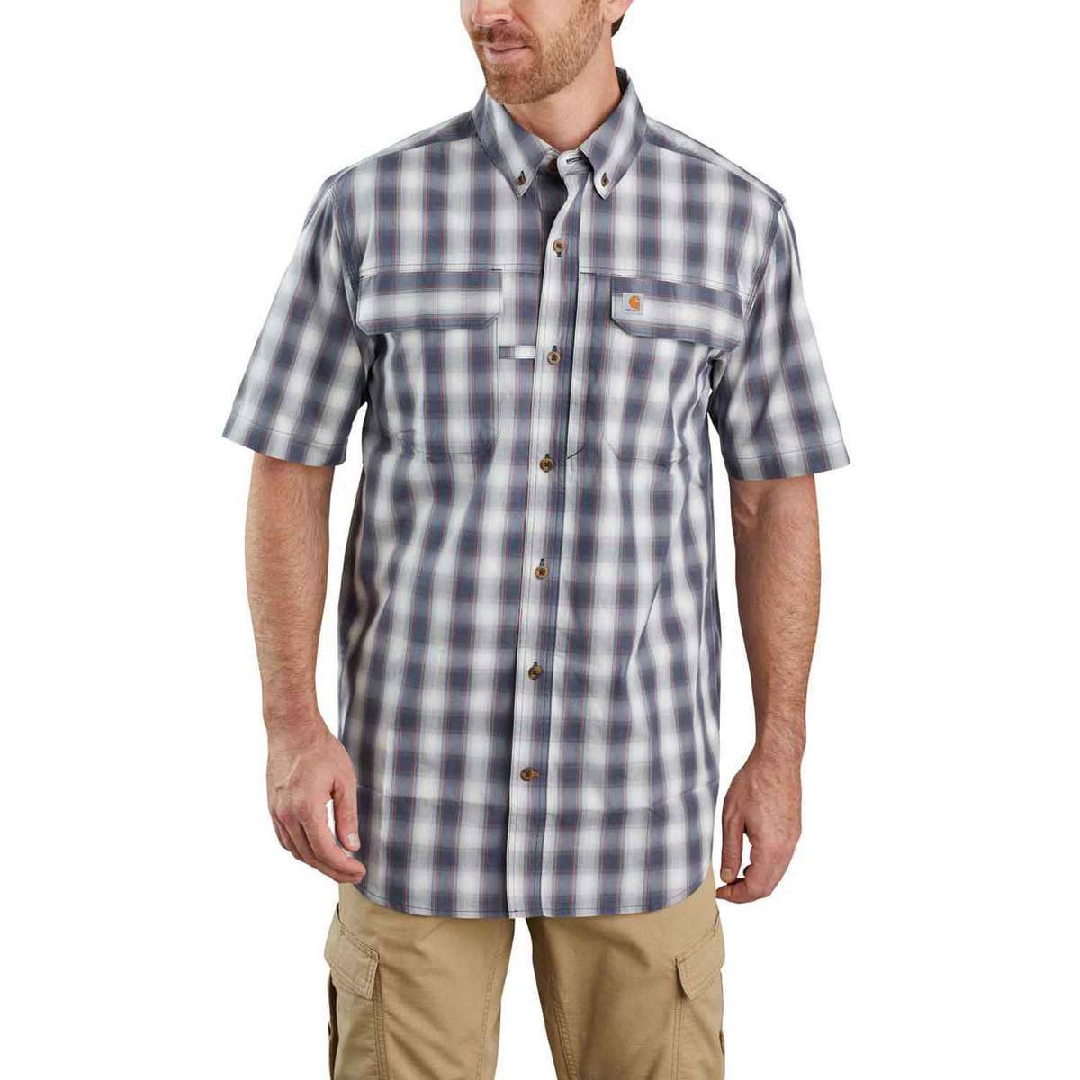 Carhartt Men's Force Plaid Short Sleeve Shirt - Bluestone - M ...