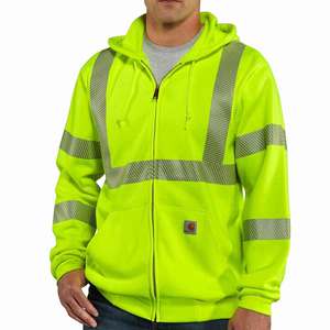 Carhartt Men's High-Visibility Full Zip Class 3 Work Sweatshirt - Brite Lime - 3XL