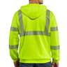 Carhartt Men's High-Visibility Full Zip Class 3 Work Sweatshirt - Brite Lime - 3XL - Brite Lime 3XL