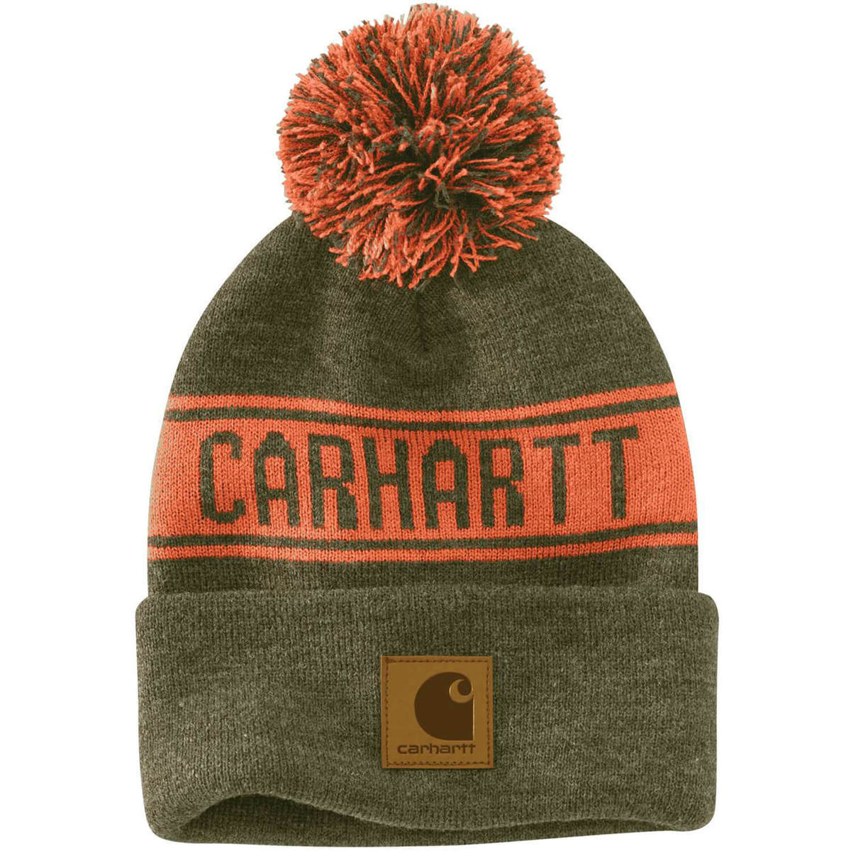Carhartt Men's Knit Pom Pom Beanie Winter Moss Winter Moss One Size
