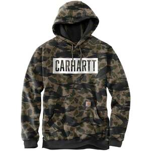 Carhartt Men's Loose Fit Camo Graphic Casual Hoodie - Black Blind Duck Camo - 3XL