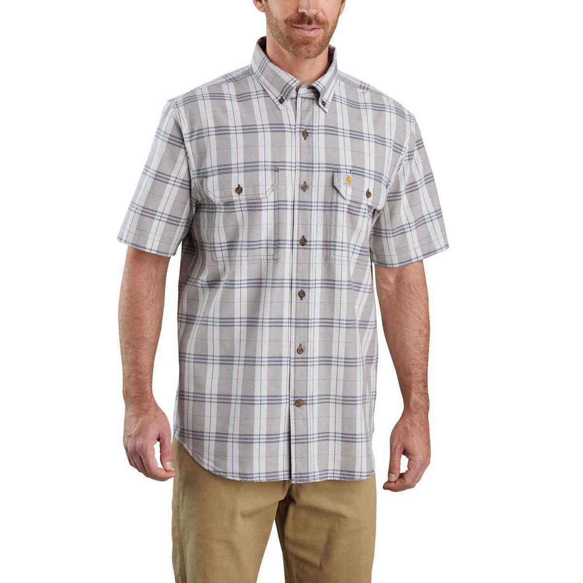 Carhartt Men's Original Fit Plaid Short Sleeve Shirt - Steel - XL Tall ...