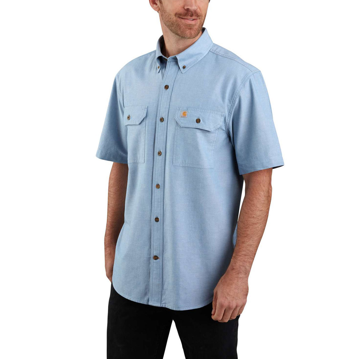 Carhartt Men's Original Fit Solid Short Sleeve Shirt - Blue Chambray ...
