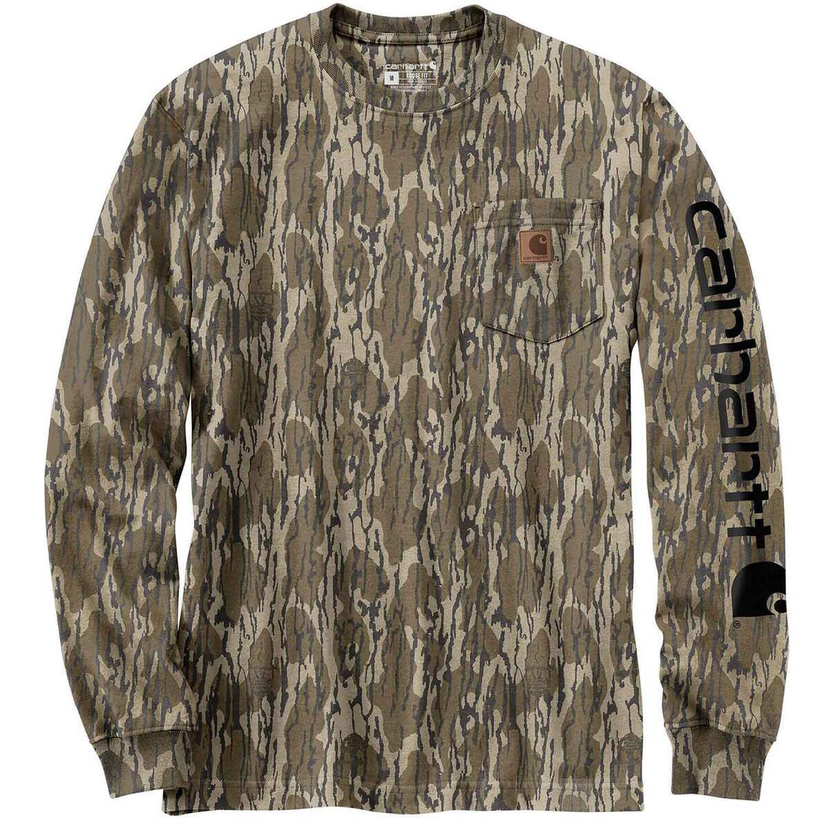 Carhartt Men's Mossy Oak Bottomland Pocket Camo Logo Long Sleeve Casual Shirt Carhartt Men's Mossy Oak Bottomland Pocket Camo Logo Long Sleeve Casual Shirt