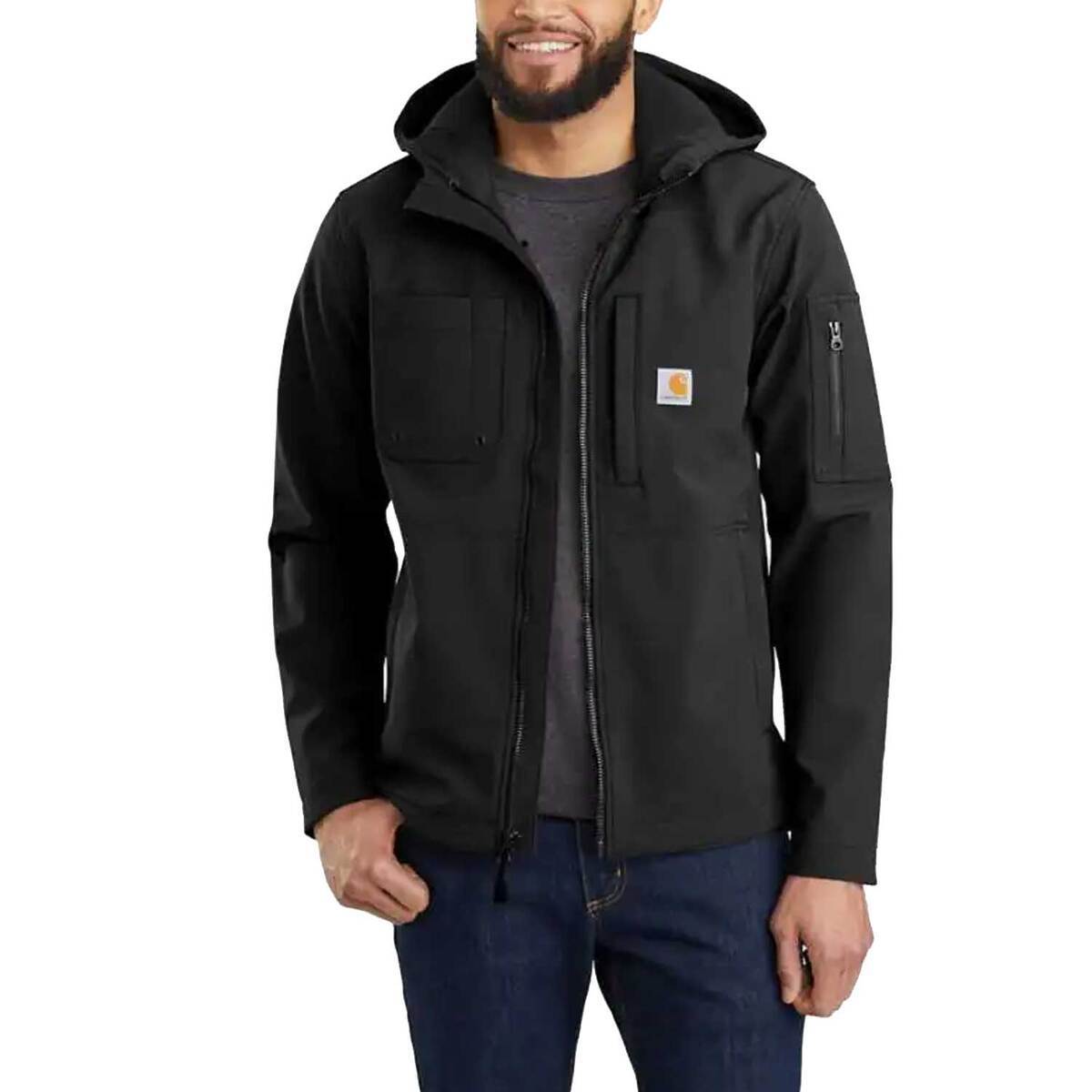 Carhartt Men's Rain Defender Relaxed Fit Midweight Softshell Hooded Jacket - Black - 3XL - Black 3XL Carhartt Men's Rain Defender Relaxed Fit Midweight Softshell Hooded Jacket - Black - 3XL - Black 3XL