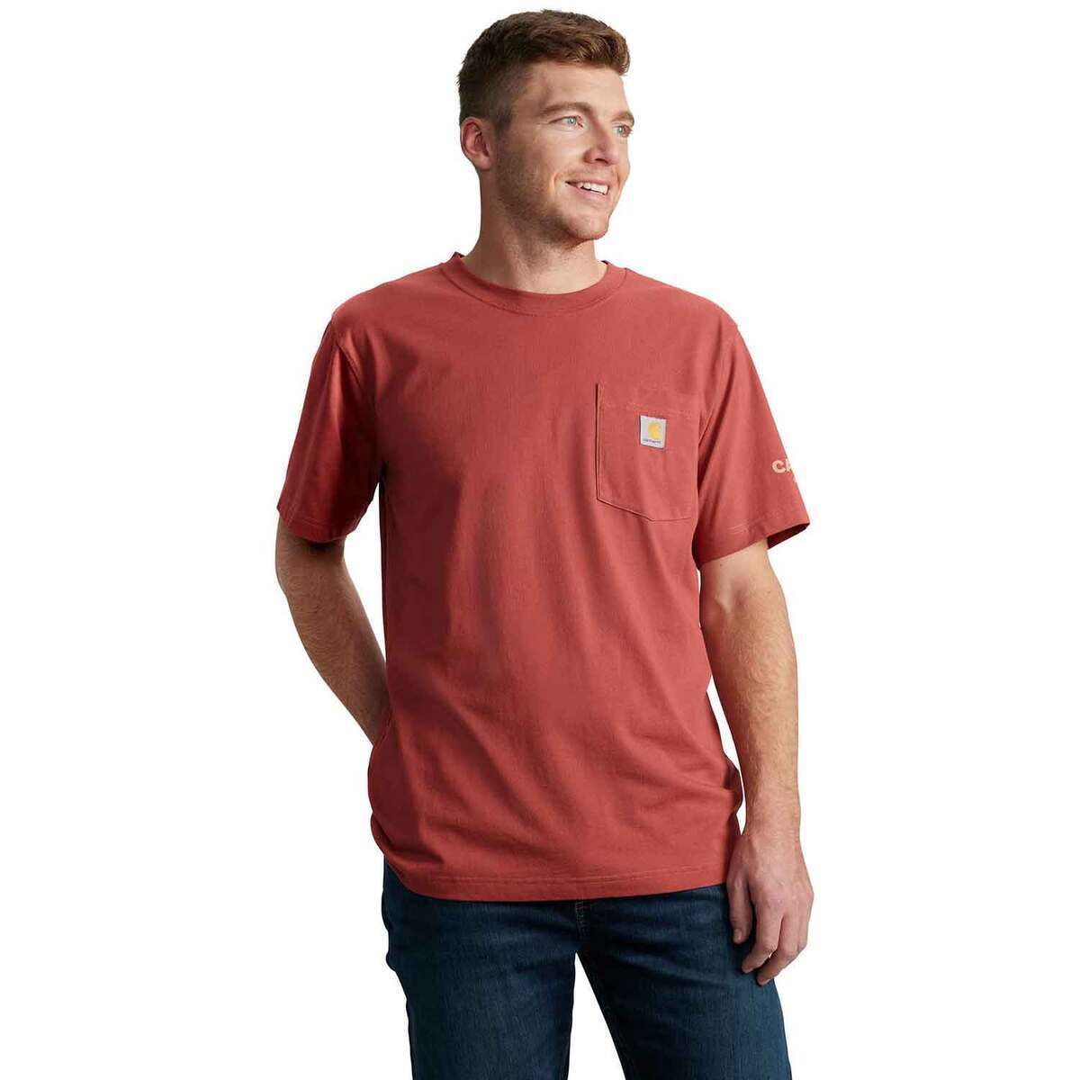 Carhartt Men's Relaxed Fit Lightweight Railroad Graphic Short Sleeve Work Shirt Carhartt Men's Relaxed Fit Lightweight Railroad Graphic Short Sleeve Work Shirt
