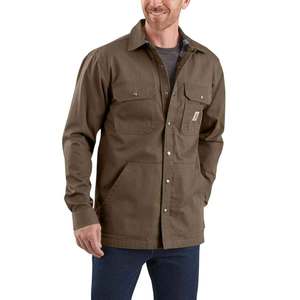 Carhartt Men's Ripstop Flannel Lined Snap Work Shirt Jac - Brown - XL