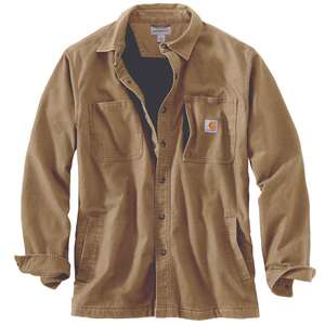 Carhartt Men's Rugged Flex Fleece-Lined Canvas Long Sleeve Work Shirt - Dark Khaki - M