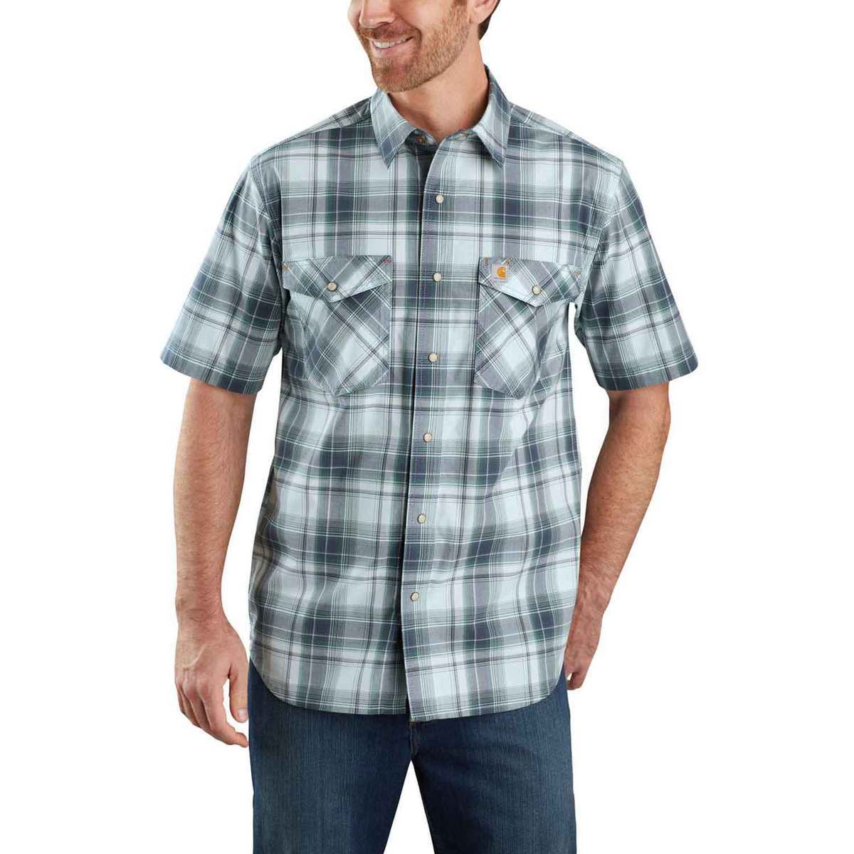 Carhartt Men's Rugged Flex Short Sleeve Shirt - Bluestone - M ...