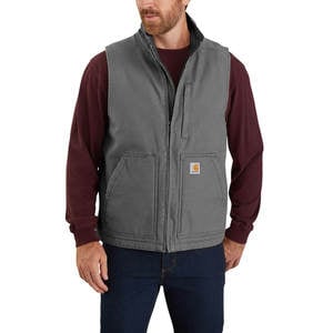 Carhartt Men's Sherpa Lined Duck Cotton Work Vest - Gravel - XXL