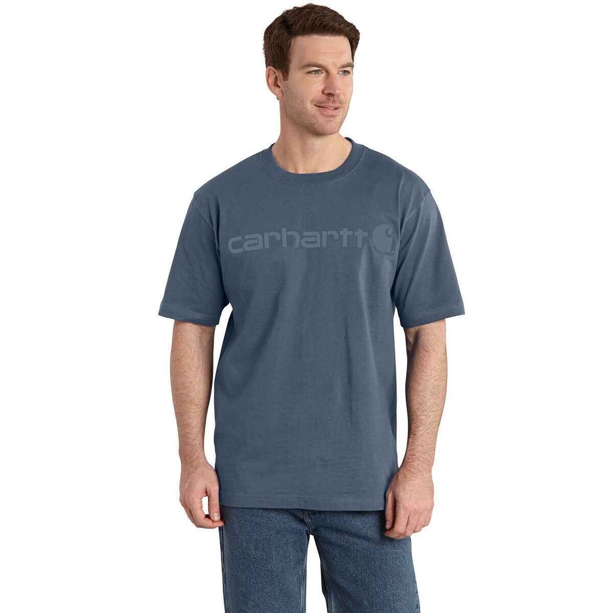 Carhartt Men's Signature Logo Loose Fit Heavyweight Short Sleeve Work Shirt Carhartt Men's Signature Logo Loose Fit Heavyweight Short Sleeve Work Shirt
