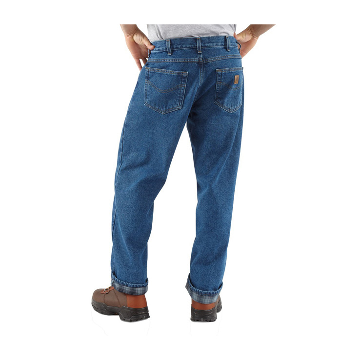 Carhartt Relaxed Fit Straight Leg Flannel Lined Jean - Dark Blue ...