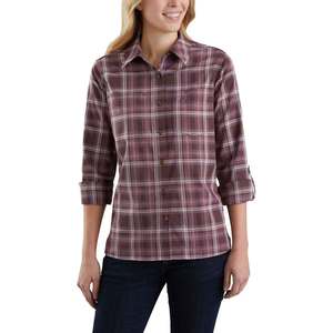 Carhartt Women's Fairview Plaid Long Sleeve Shirt - Lavender - XL