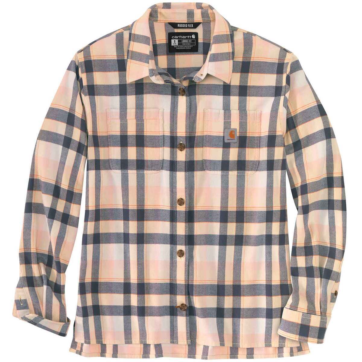 Carhartt Women's Rugged Flex Midweight Flannel Long Sleeve Shirt - White Truffle - L - White Truffle L Carhartt Women's Rugged Flex Midweight Flannel Long Sleeve Shirt - White Truffle - L - White Truffle L