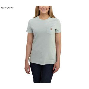 Carhartt Women's Pocket Short Sleeve Shirt - Aqua Heather - M