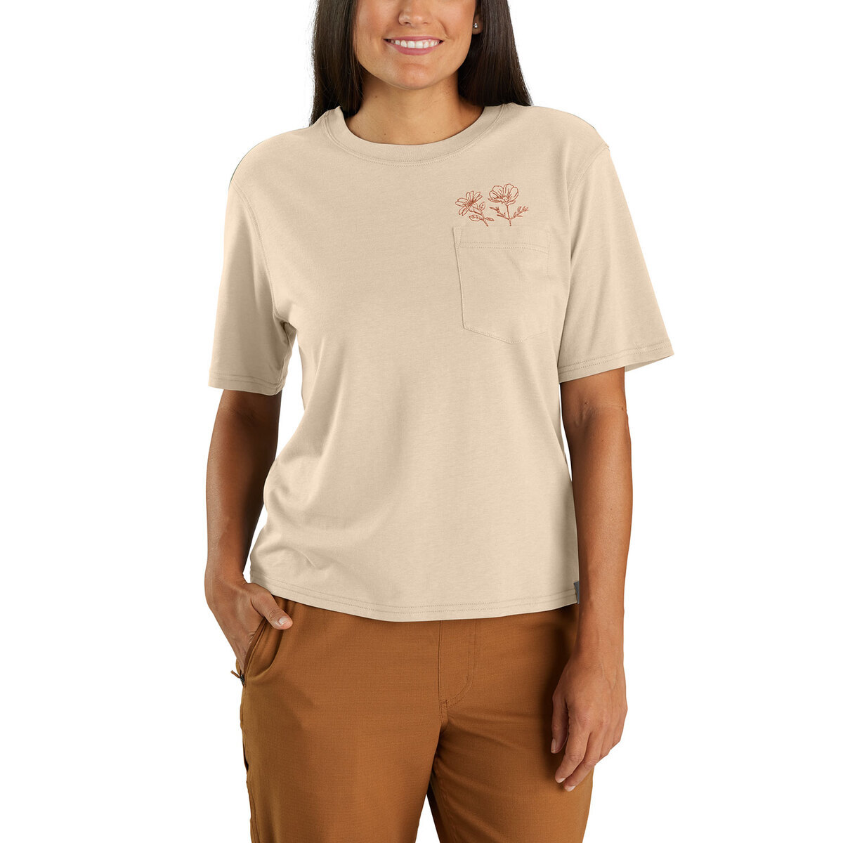 Carhartt Women's Tencel Fiber Series Loose Fit Flower Pocket Short Sleeve Work Shirt - Stone Ash - L - Stone Ash L Carhartt Women's Tencel Fiber Series Loose Fit Flower Pocket Short Sleeve Work Shirt - Stone Ash - L - Stone Ash L