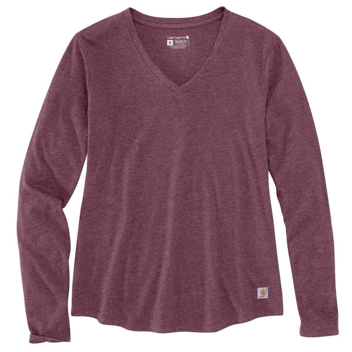 Carhartt Women's V Neck Loose Fit Midweight Long Sleeve Casual Shirt Carhartt Women's V Neck Loose Fit Midweight Long Sleeve Casual Shirt