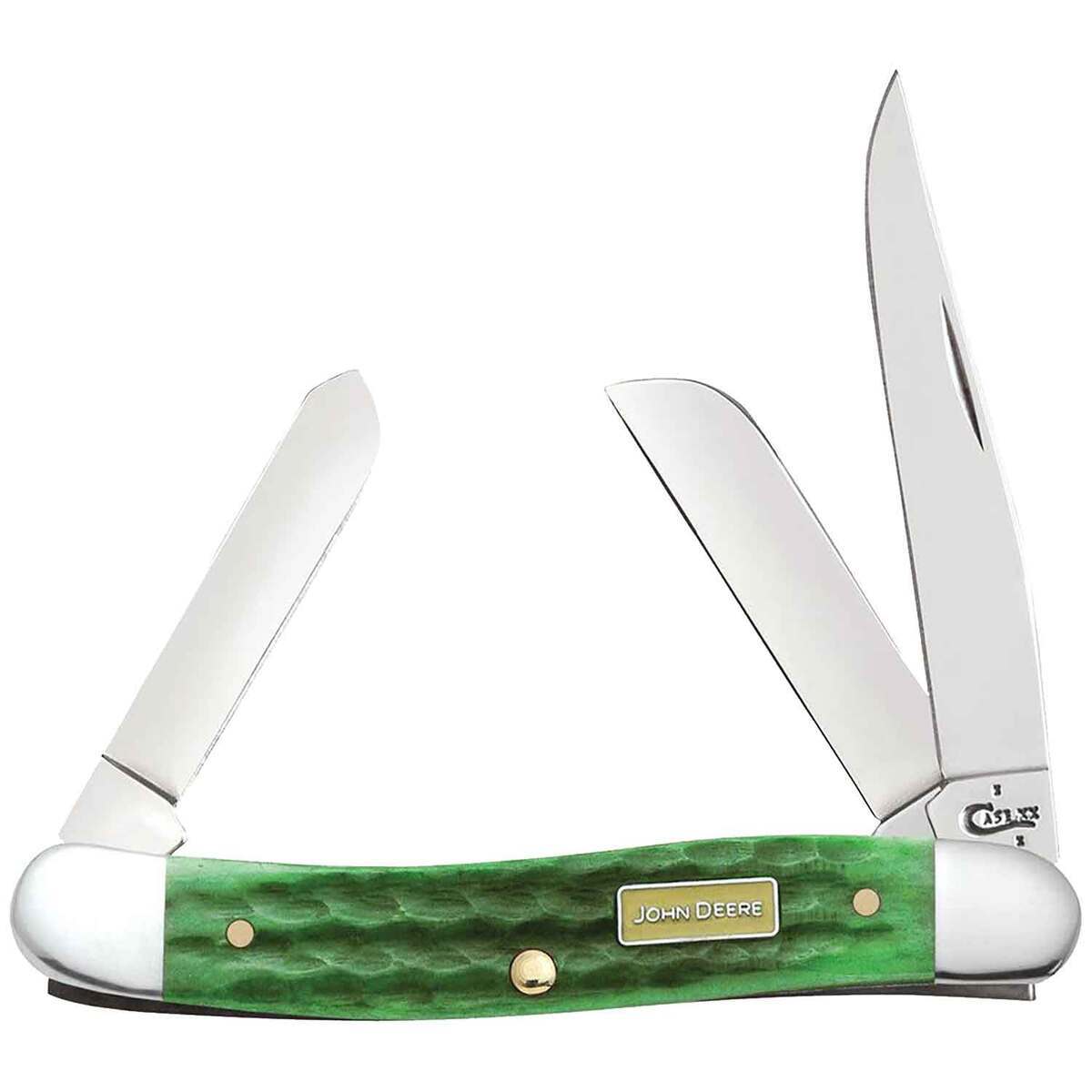 Case John Deere Medium Stockman 2.57 inch Folding Knife - Bright Green Bone Case John Deere Medium Stockman 2.57 inch Folding Knife - Bright Green Bone