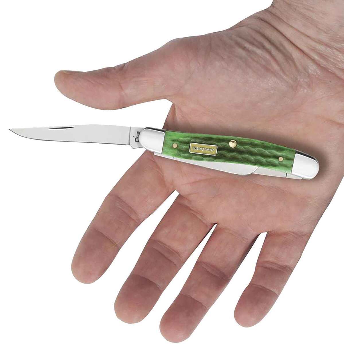 Case John Deere Medium Stockman 2.57 inch Folding Knife - Bright Green Bone Case John Deere Medium Stockman 2.57 inch Folding Knife - Bright Green Bone