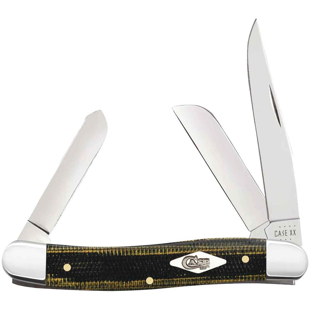 Case Medium Stockman 2.57 inch Folding Knife - Black and Green Natural Canvas Micarta Case Medium Stockman 2.57 inch Folding Knife - Black and Green Natural Canvas Micarta