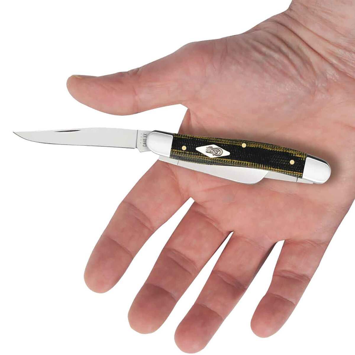Case Medium Stockman 2.57 inch Folding Knife - Black and Green Natural Canvas Micarta Case Medium Stockman 2.57 inch Folding Knife - Black and Green Natural Canvas Micarta