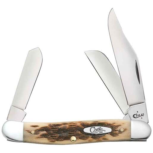 Case Peach Seed Jig Amber Bone Folding Knives - Amber Bone