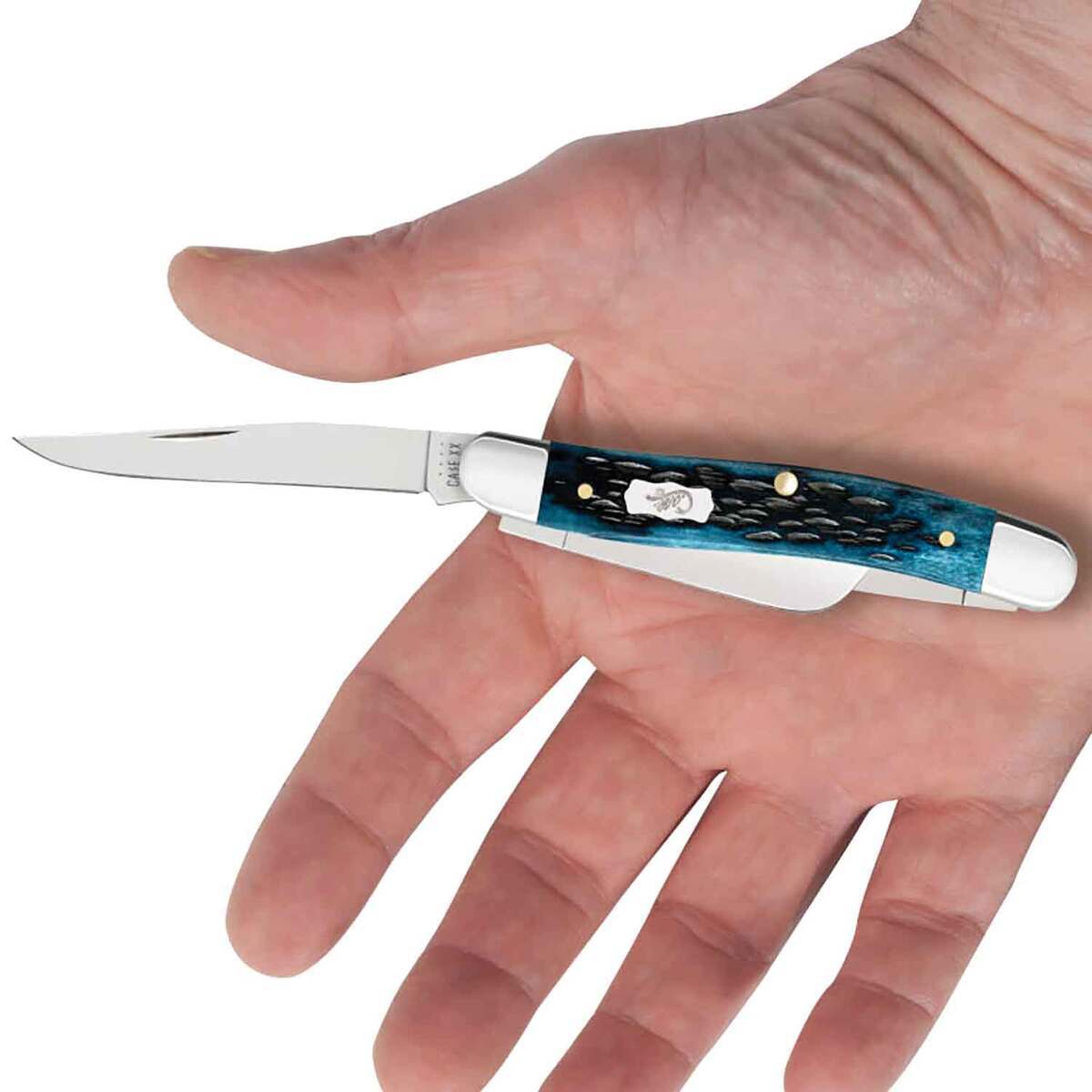 Case Pocket Worn Peach Seed Jig 2.57 inch Folding Knife - Blue Case Pocket Worn Peach Seed Jig 2.57 inch Folding Knife - Blue