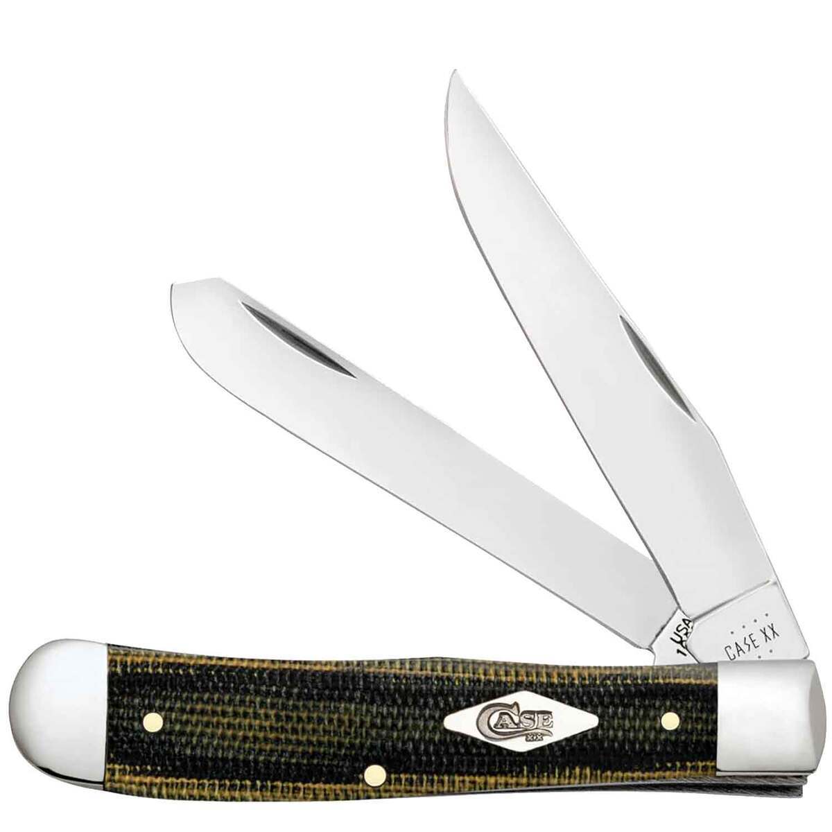Case Trapper 3.27 inch Folding Knife - Black and Green Natural Canvas Micarta Case Trapper 3.27 inch Folding Knife - Black and Green Natural Canvas Micarta