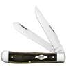 Case Trapper 3.27 inch Folding Knife - Black and Green Natural Canvas Micarta