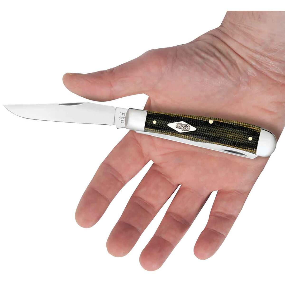 Case Trapper 3.27 inch Folding Knife - Black and Green Natural Canvas Micarta Case Trapper 3.27 inch Folding Knife - Black and Green Natural Canvas Micarta