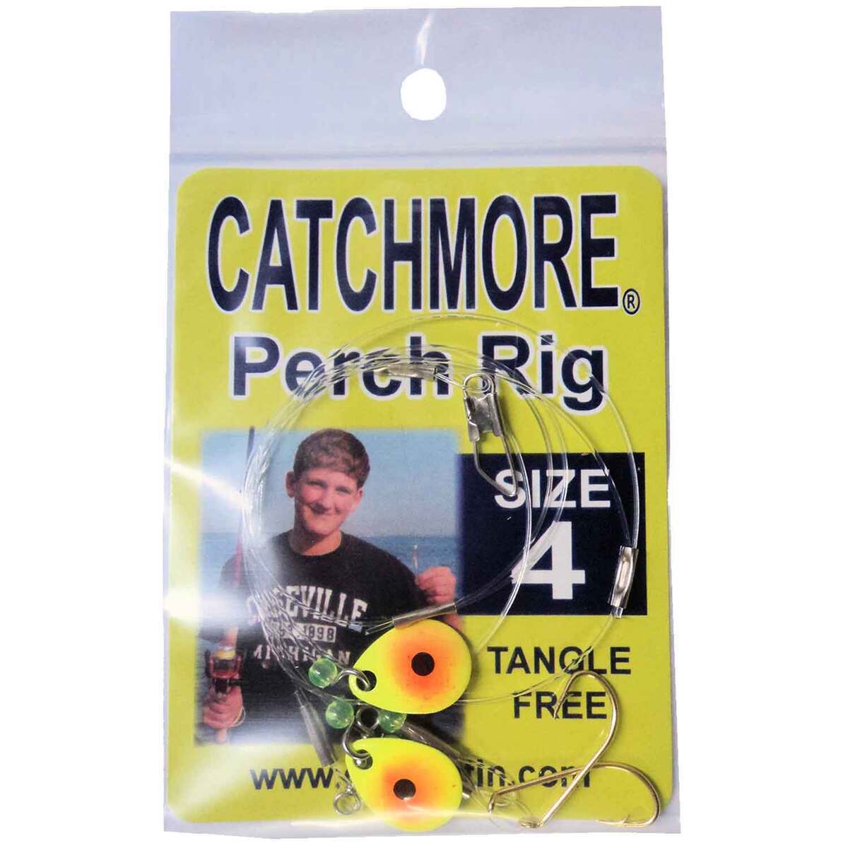 Catchmore Custom Painted Perch Rig - Chartreuse w/Orange/Black Dot, 4 ...