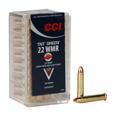 CCI TNT Green 22 WMR (22 Mag) 30gr TNT LFHP Rimfire Ammo – 50 Rounds