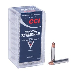 CCI Maxi Mag+V 22 WMR (22 Mag) 30gr JHP Rimfire Ammo - 50 Rounds
