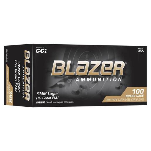 CCI Blazer 9mm 115gr FMJ Handgun Ammo - 100 Rounds