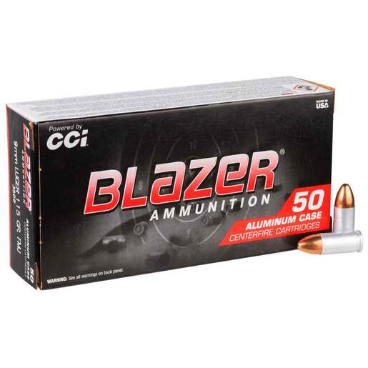 CCI Blazer 9mm Luger 115gr FMJ Handgun Ammo Ammo - 50 Rounds 50 Rounds Ammo