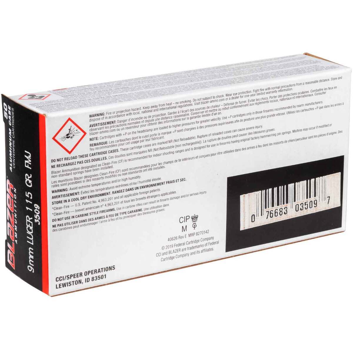 CCI Blazer 9mm Luger 115gr FMJ Handgun Ammo - 50 Rounds CCI Blazer 9mm Luger 115gr FMJ Handgun Ammo - 50 Rounds
