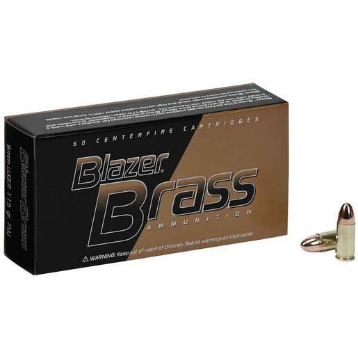 CCI Blazer Brass 9mm Luger 115gr FMJ Handgun Ammo Ammo - 100 Rounds 100 Rounds Ammo
