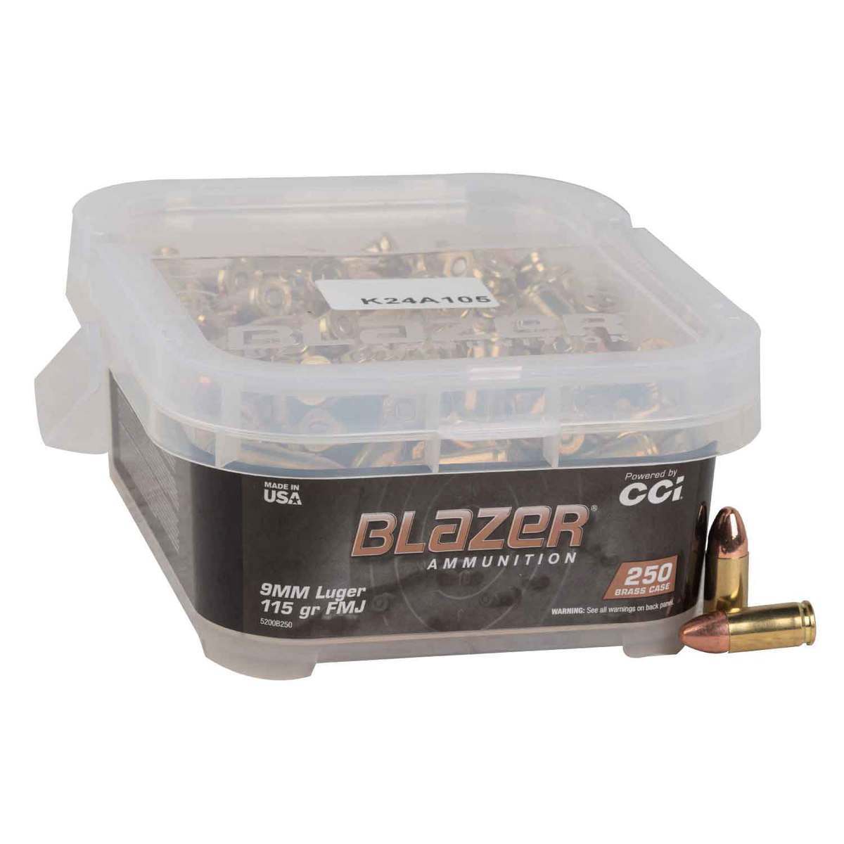 CCI Blazer Brass 9mm Luger 115gr FMJ Handgun Ammo 250 Rounds