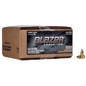 CCI Blazer Brass 9mm Luger 115gr Full Metal Jacket Handgun Ammo - 500 Rounds