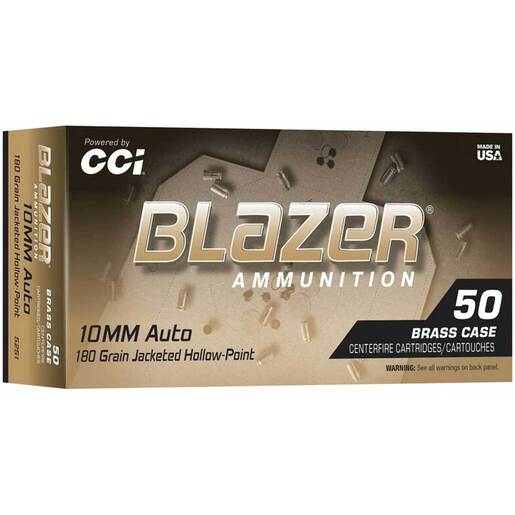 CCI Blazer Brass HP 10mm Auto 180gr JHP Handgun Ammo Ammo - 50 Rounds 50 Rounds Ammo