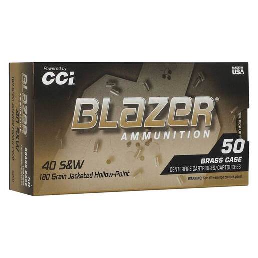 CCI Blazer Brass HP 40 S&W 180gr JHP Handgun Ammo Ammo - 50 Rounds 50 Rounds Ammo