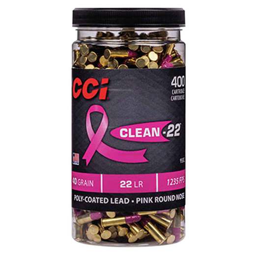 CCI Clean-22 Pink 22 Long Rifle 40gr LRN Rimfire Ammo Ammo - 400 Rounds 400 Rounds Ammo