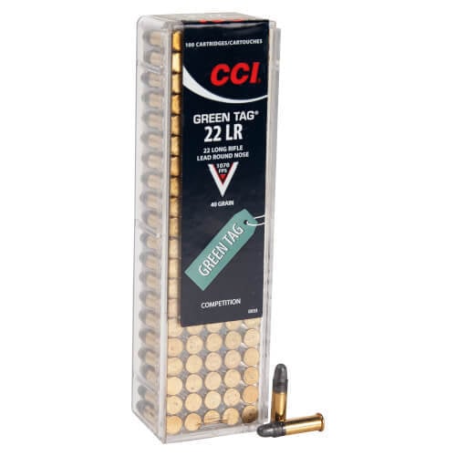 CCI Competition Green Tag 22 Long Rifle 40gr LRN Rimfire Ammo Ammo - 100 Rounds 100 Rounds Ammo